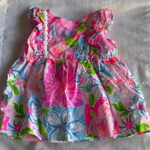 Lilly Pulitzer Pink and Blue Floral Kids Blouse